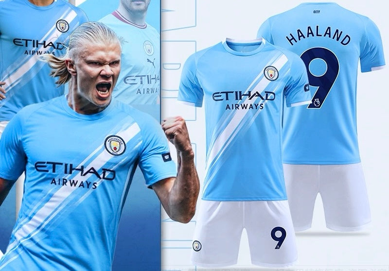 Manchester City Football 25/26 Home Kit - Kids - kids football kits - price of Manchester City Football 25/26 Home Kit - Kids in Pakistan - football kits - erling haaland kit in pakistan
